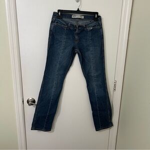 Express Women’s Dark Blue Wash Straight Leg Low Rise Denim Jeans Size 8